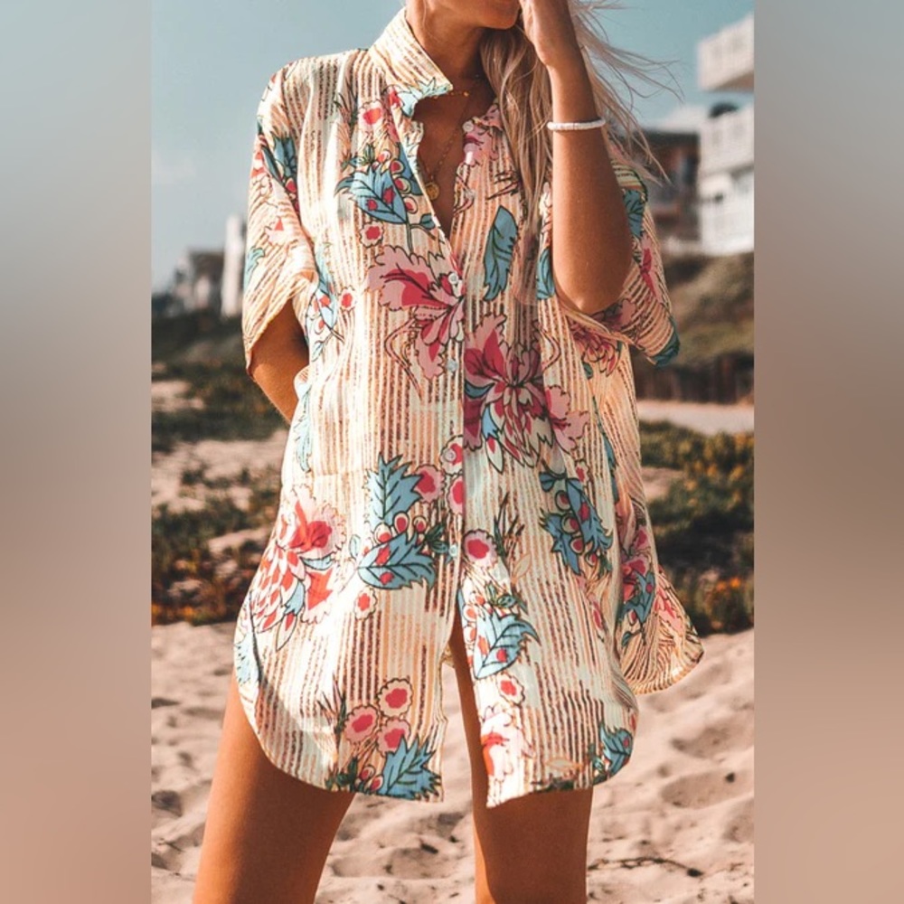 Cupshe Floral Print Buttoned Cover Up